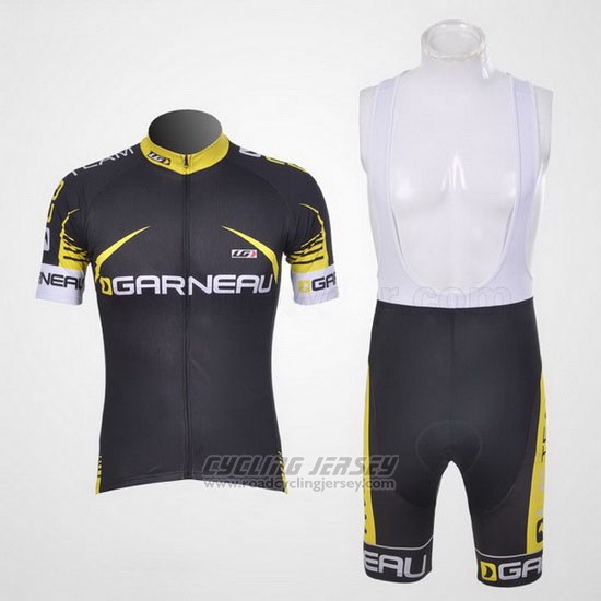 2011 Cycling Jersey Louis Garneau Black and Yellow Short Sleeve and Bib Short